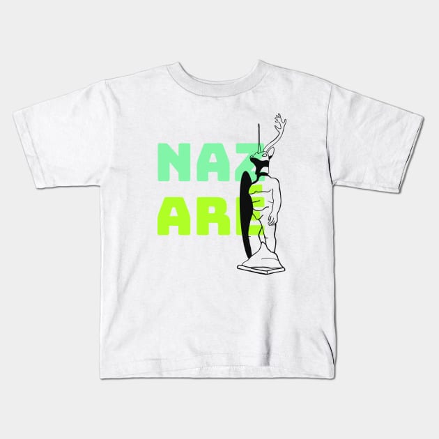 Nazare Portugal big surfing big surfer waves waves Kids T-Shirt by Tropical Blood